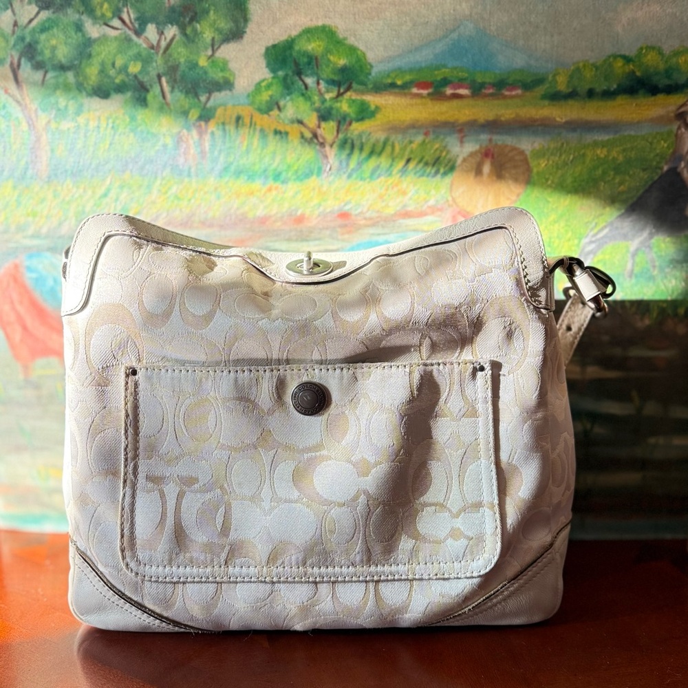 Coach Beige Signature Shoulder Bag